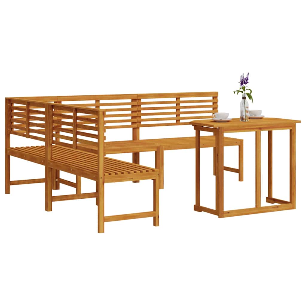 Ensemble de banc de jardin 4 pcs Marron Bois d'Acacia Massif