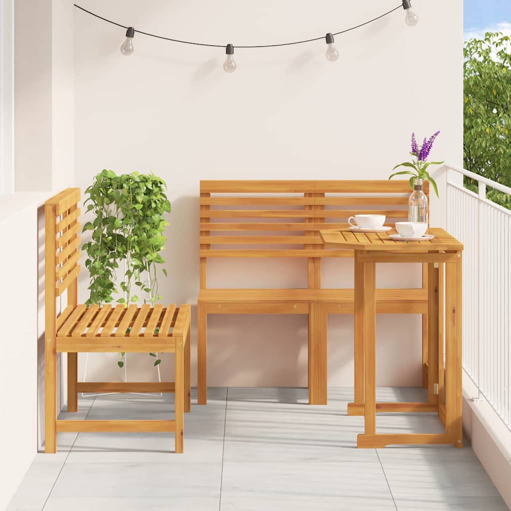 Ensemble bistro de jardin 3 pcs Marron Bois d'Acacia Massif