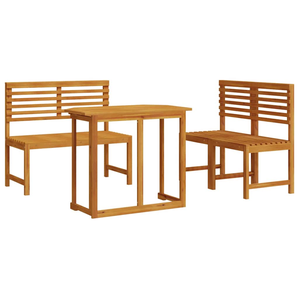 Ensemble bistro de jardin 3 pcs Marron Bois d'Acacia Massif