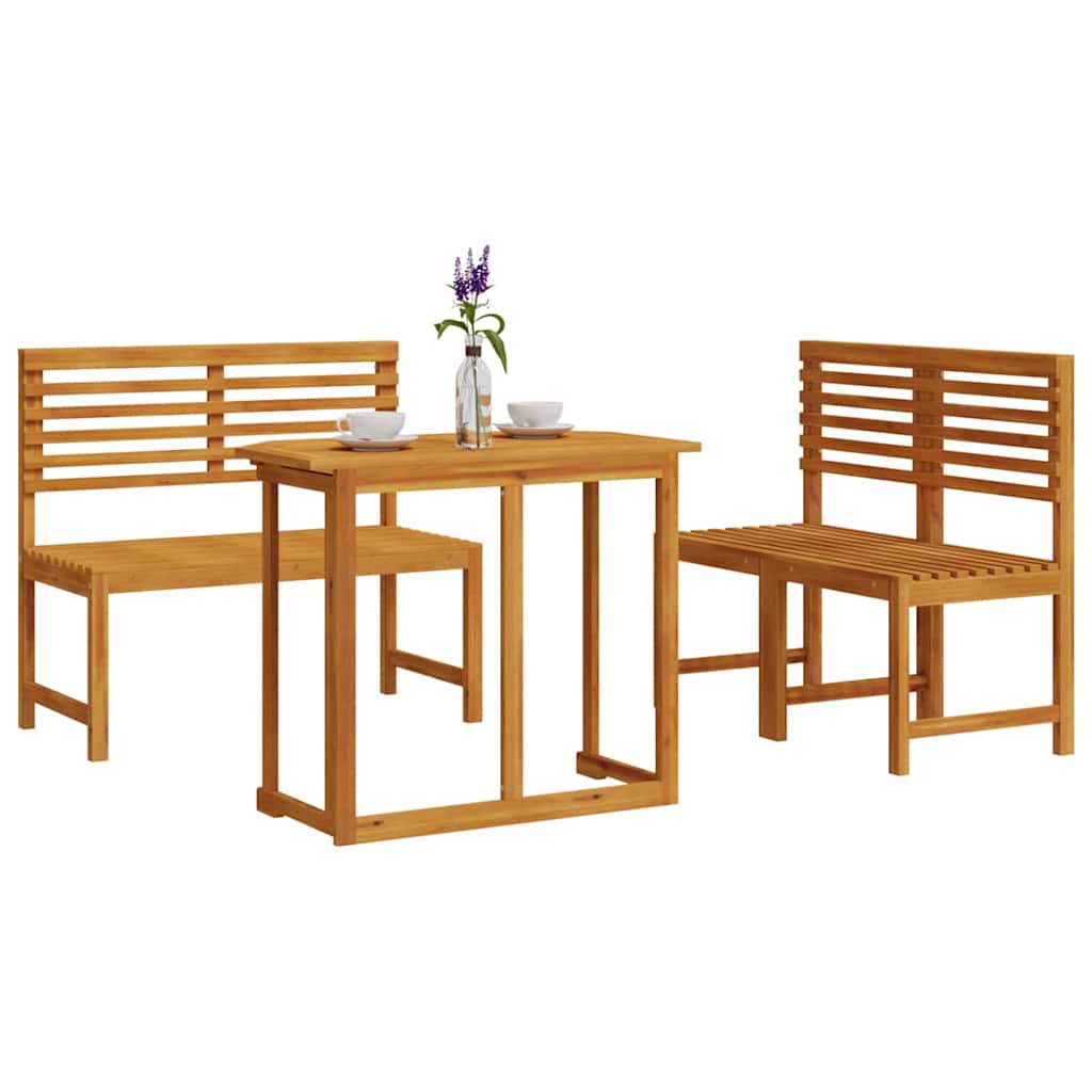 Ensemble bistro de jardin 3 pcs Marron Bois d'Acacia Massif