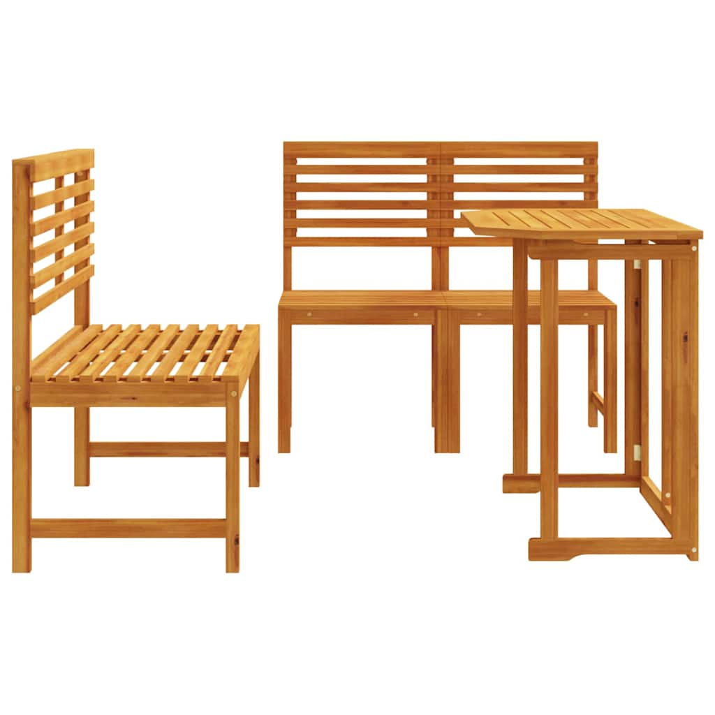 Ensemble bistro de jardin 3 pcs Marron Bois d'Acacia Massif
