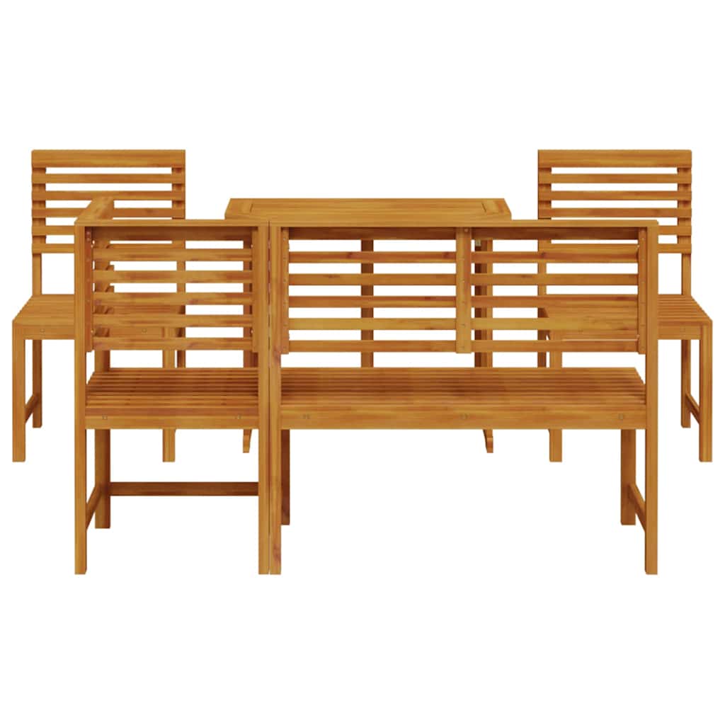 Ensemble bistro de jardin 5 pcs Marron Bois d'Acacia Massif
