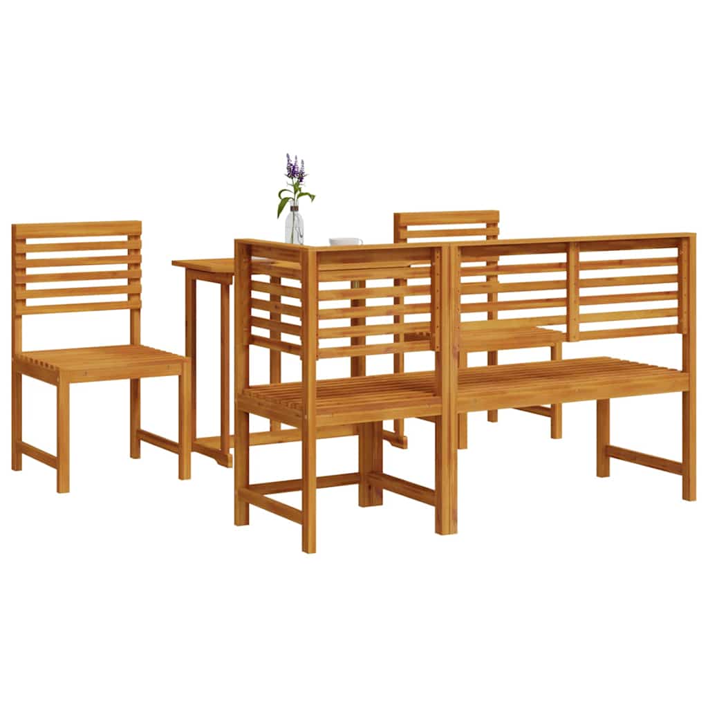 Ensemble bistro de jardin 5 pcs Marron Bois d'Acacia Massif