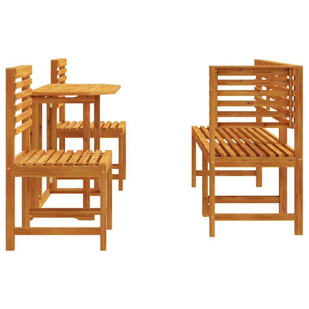 Ensemble bistro de jardin 5 pcs Marron Bois d'Acacia Massif