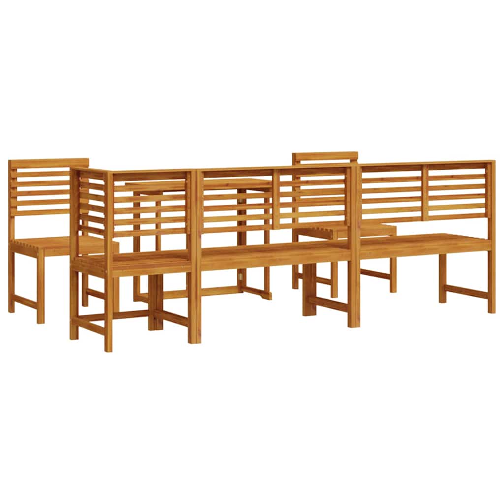 Ensemble bistro de jardin 6 pcs Marron Bois d'Acacia Massif