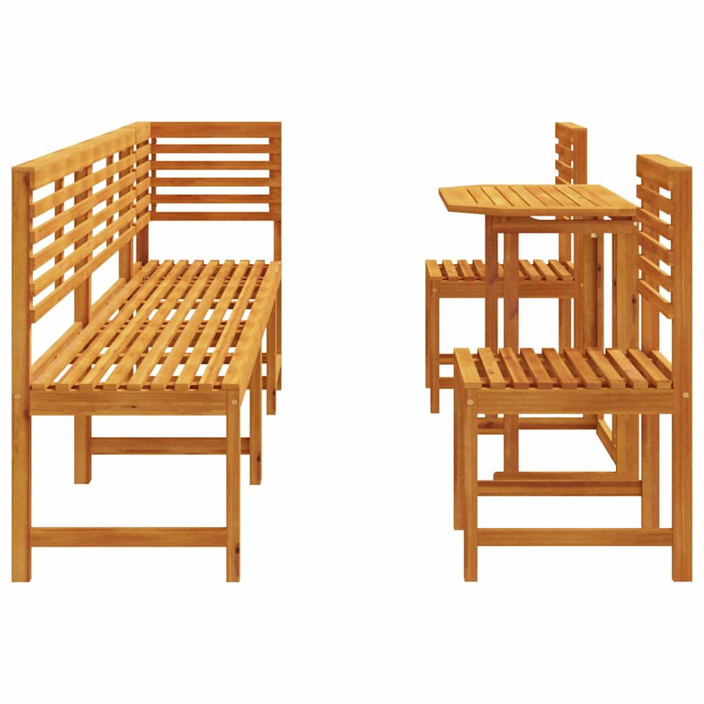 Ensemble bistro de jardin 6 pcs Marron Bois d'Acacia Massif