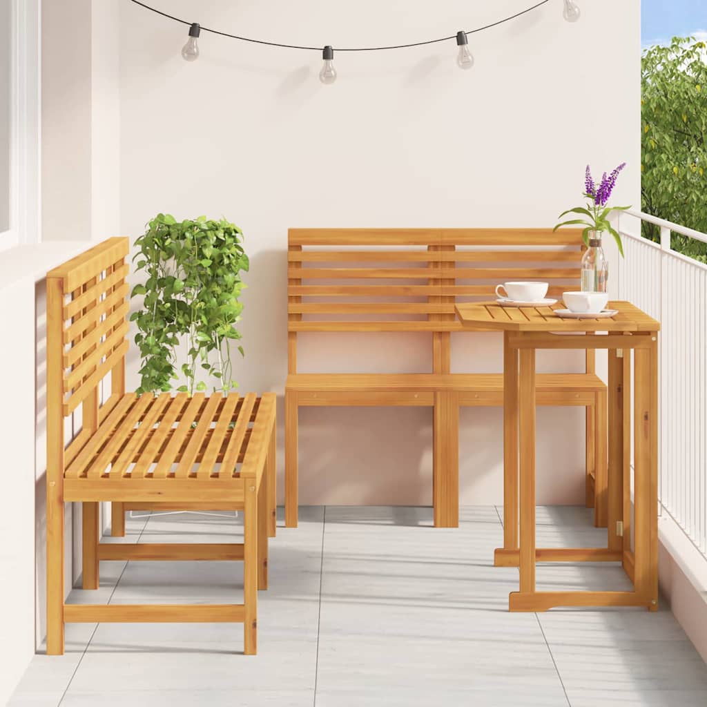 Ensemble bistro de jardin 5 pcs Marron Bois d'Acacia Massif