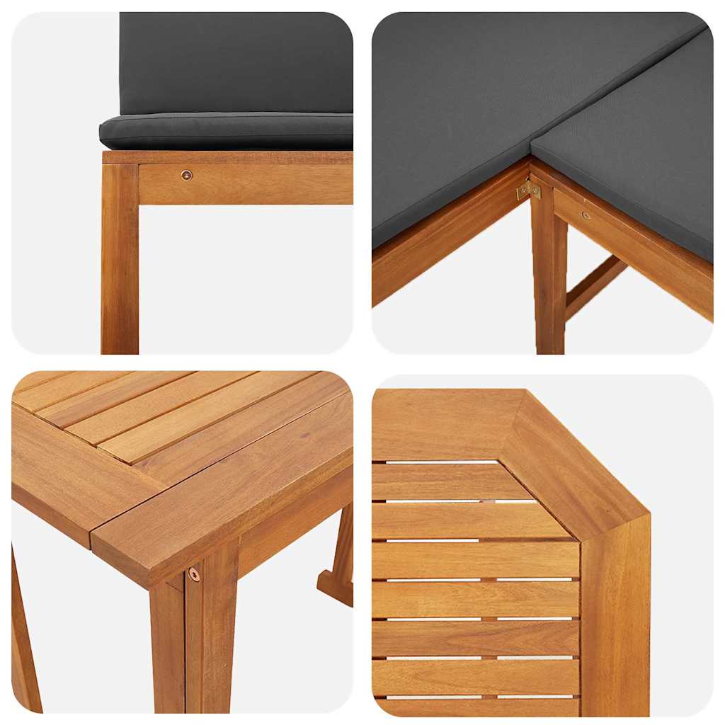 Ensemble de banc de jardin 4 pcs Marron Bois d'Acacia Massif