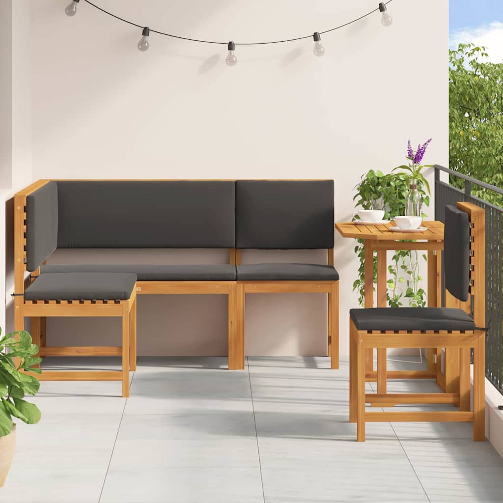 Ensemble de banc de jardin 4 pcs Marron Bois d'Acacia Massif