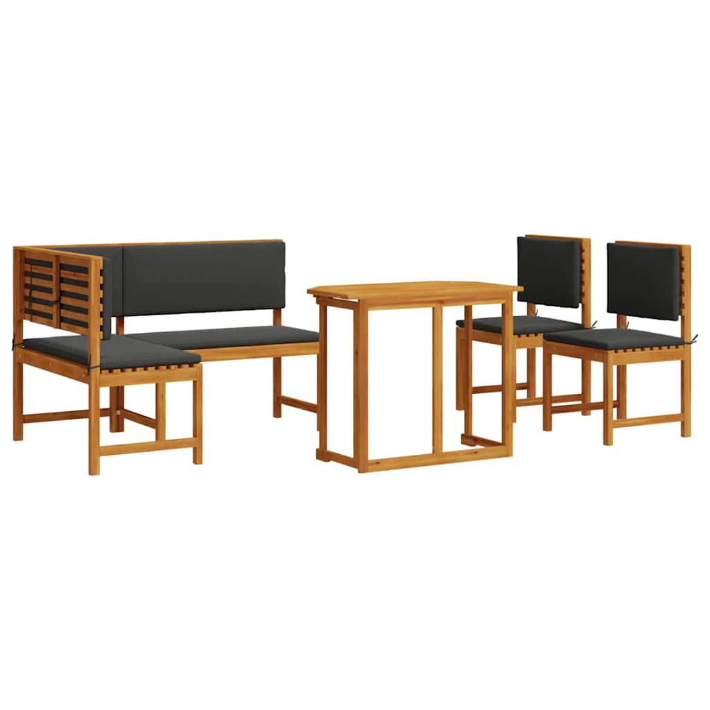 Ensemble de banc de jardin 4 pcs Marron Bois d'Acacia Massif