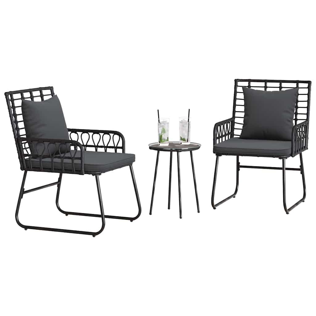 Ensemble de salle à manger pour jardin 3 pcs Noir et anthracite - XIOS