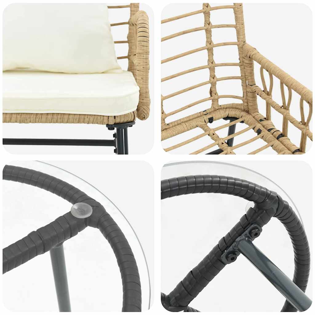 Ensemble de salle à manger pour jardin 3 pcs Marron et Crème - XIOS