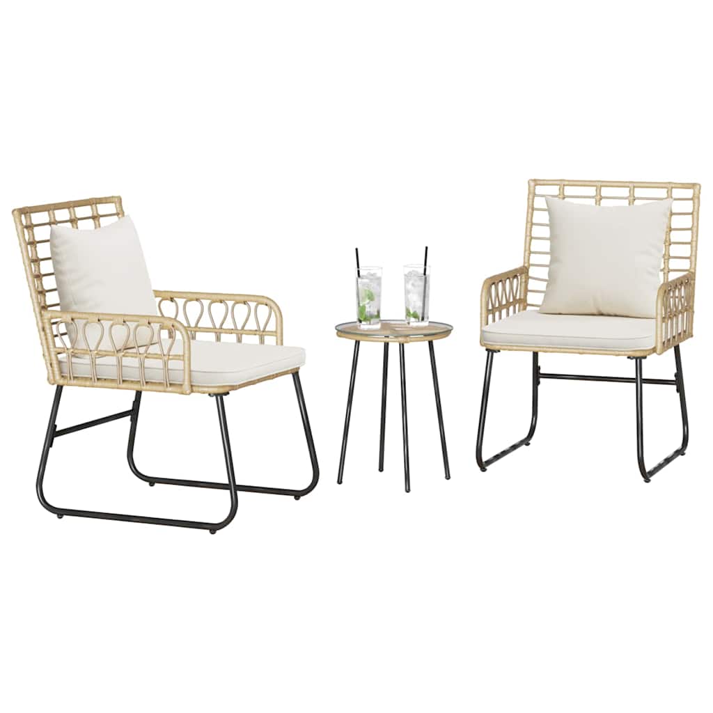 Ensemble de salle à manger pour jardin 3 pcs Marron et Crème - XIOS