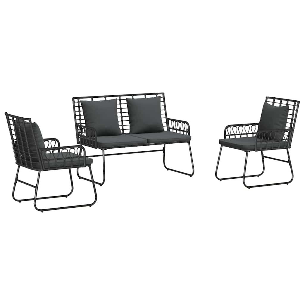 Ensemble de salle à manger pour jardin 3 pcs Noir et anthracite - XIOS