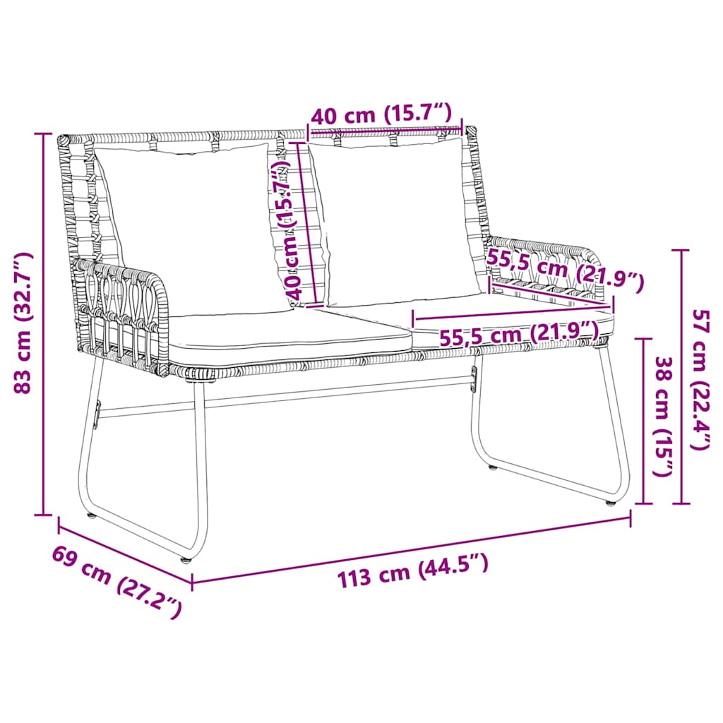 Ensemble de salle à manger pour jardin 3 pcs Noir et anthracite - XIOS