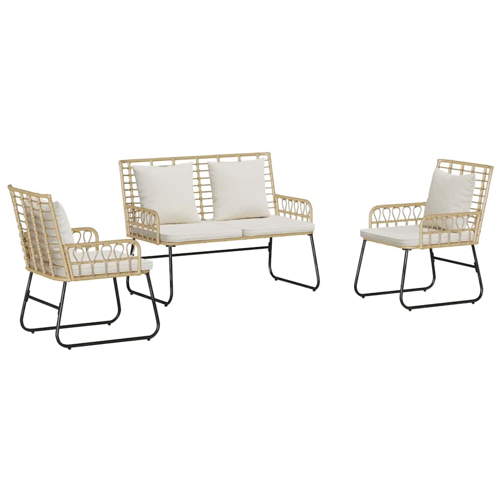 Ensemble de salle à manger pour jardin 3 pcs Marron et Crème - XIOS