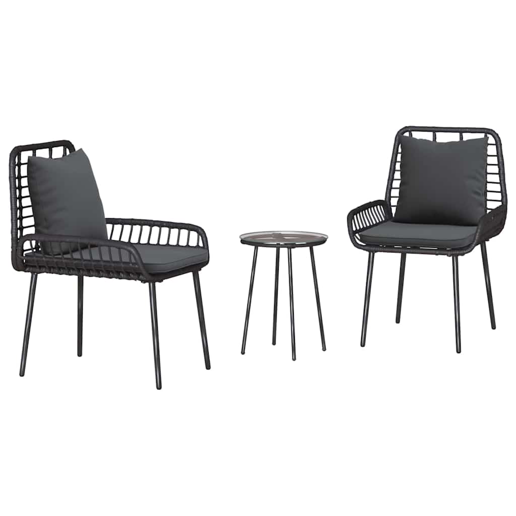 Ensemble de salle à manger pour jardin 3 pcs Noir et anthracite - XIOS