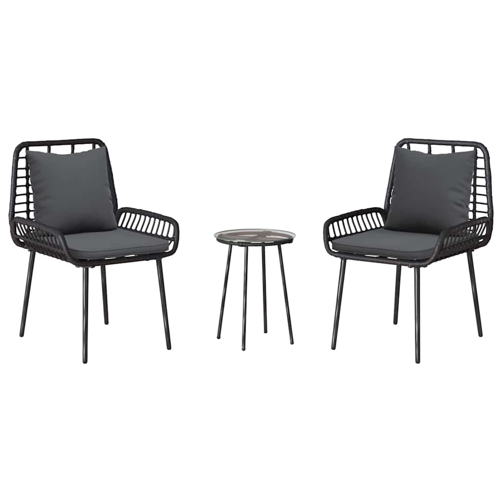 Ensemble de salle à manger pour jardin 3 pcs Noir et anthracite - XIOS