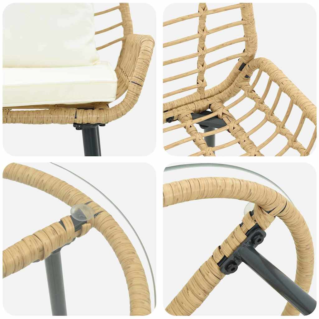 Ensemble de salle à manger pour jardin 3 pcs Marron et Crème - XIOS