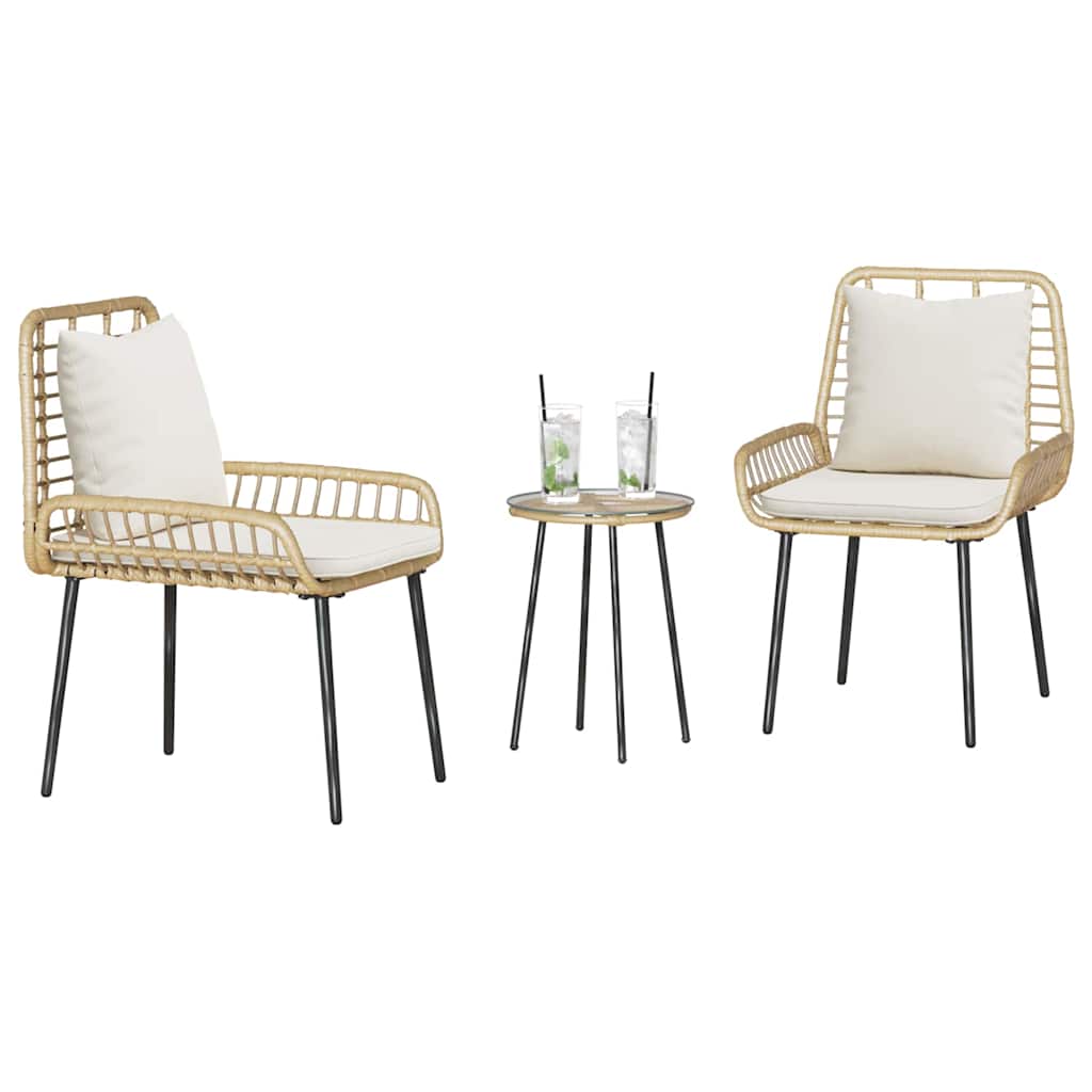 Ensemble de salle à manger pour jardin 3 pcs Marron et Crème - XIOS