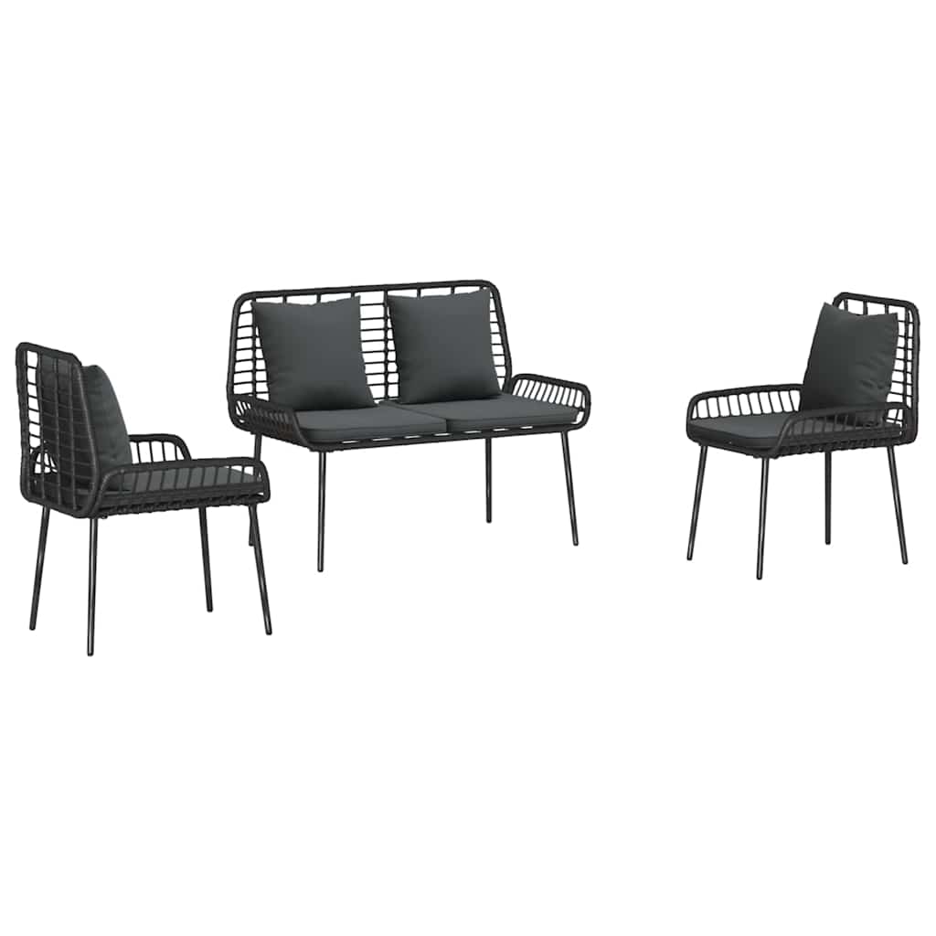 Ensemble de salle à manger pour jardin 3 pcs Noir et anthracite - XIOS