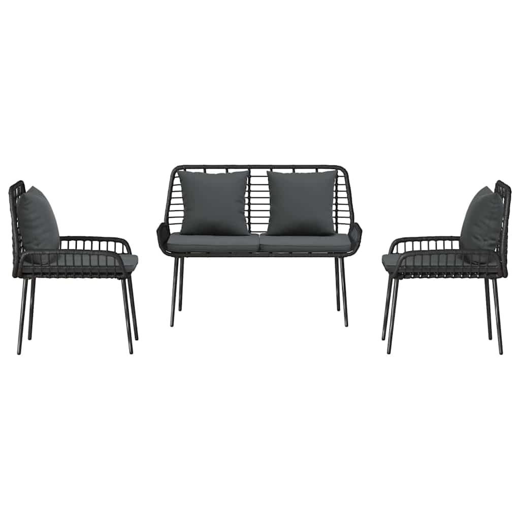 Ensemble de salle à manger pour jardin 3 pcs Noir et anthracite - XIOS