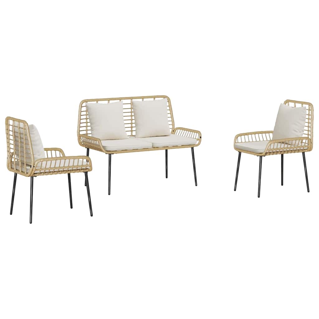 Ensemble de salle à manger pour jardin 3 pcs Marron et Crème - XIOS