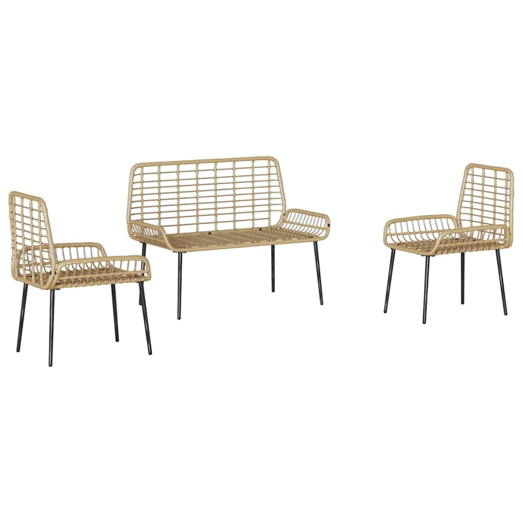 Ensemble de salle à manger pour jardin 3 pcs Marron et Crème - XIOS