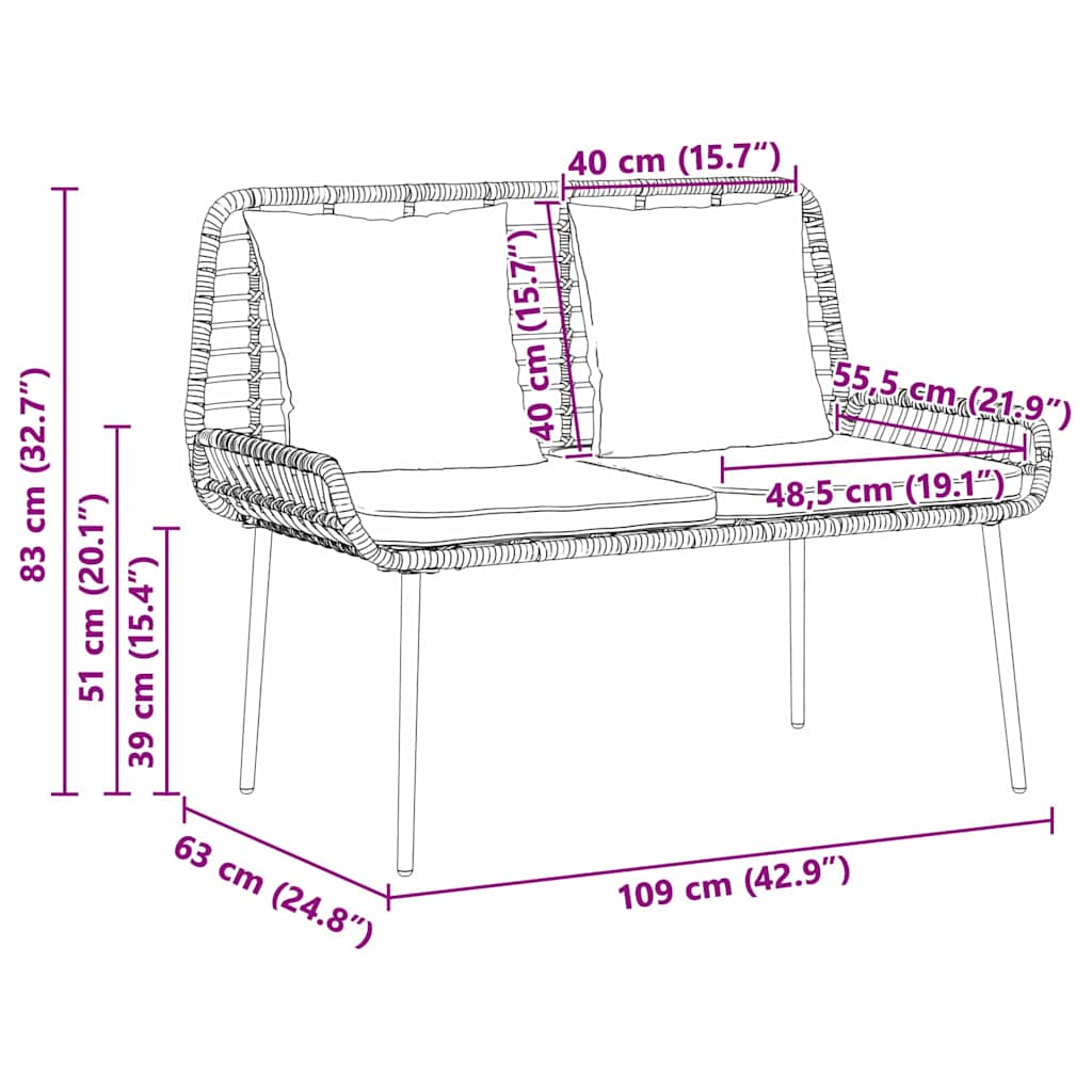 Ensemble de salle à manger pour jardin 3 pcs Marron et Crème - XIOS