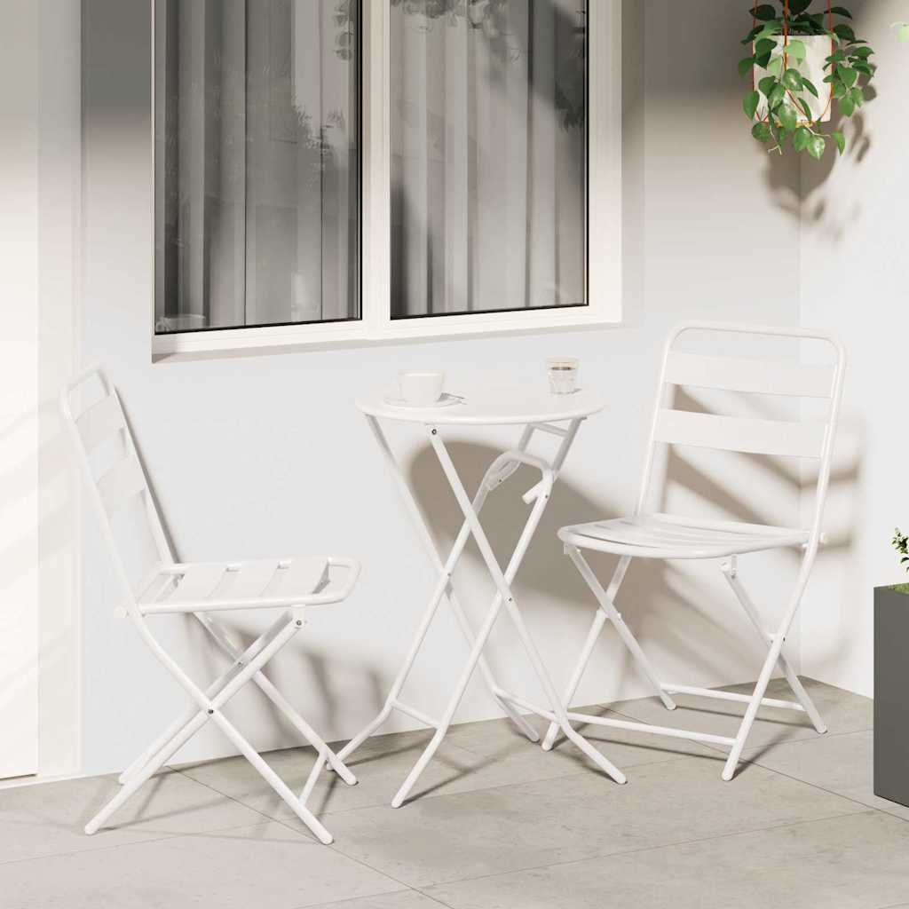 Ensemble bistro de jardin 3 pcs Blanc Acier - XIOS