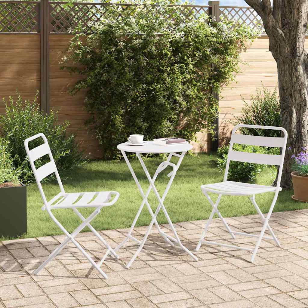 Ensemble bistro de jardin 3 pcs Blanc Acier - XIOS