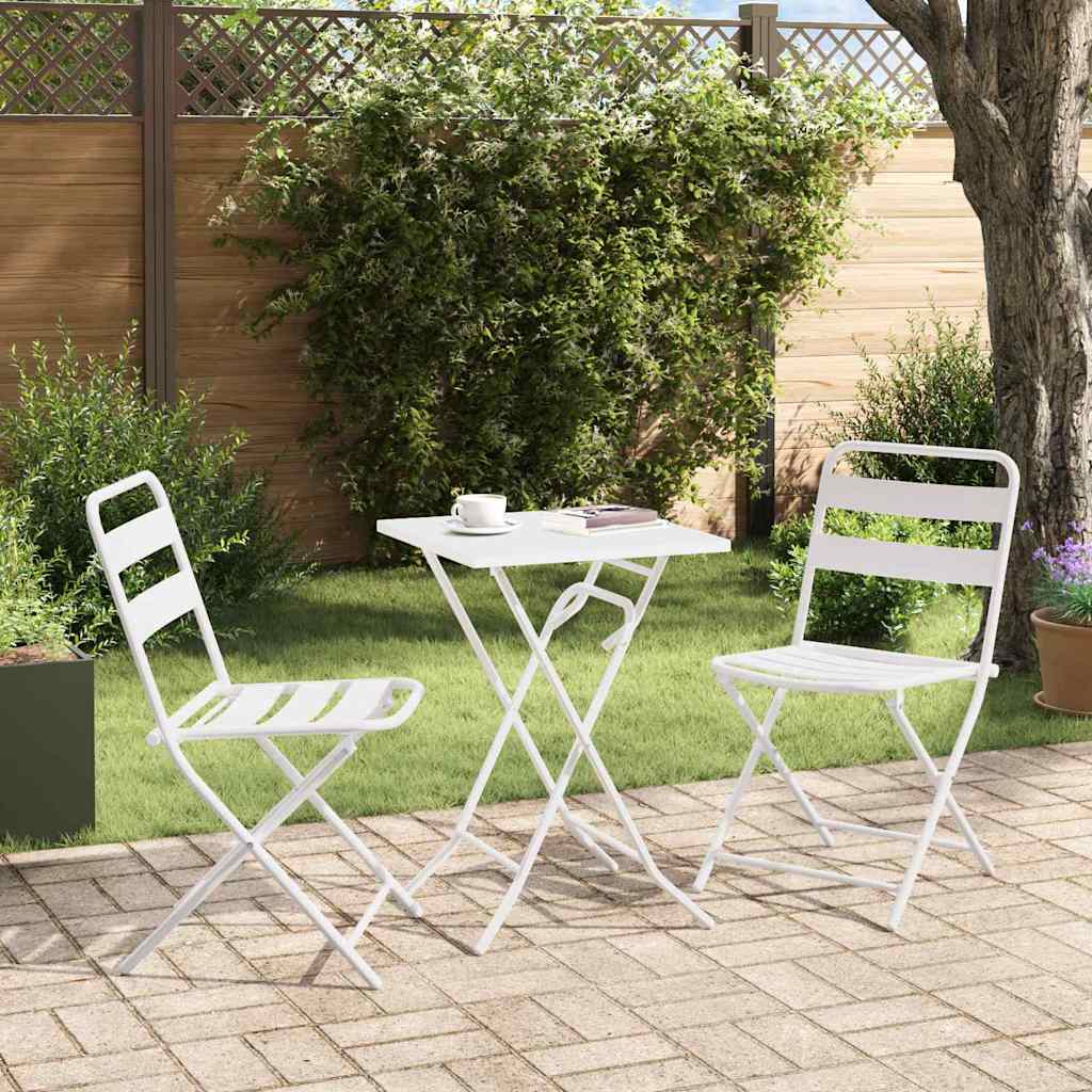 Ensemble bistro de jardin 3 pcs Blanc Acier - XIOS