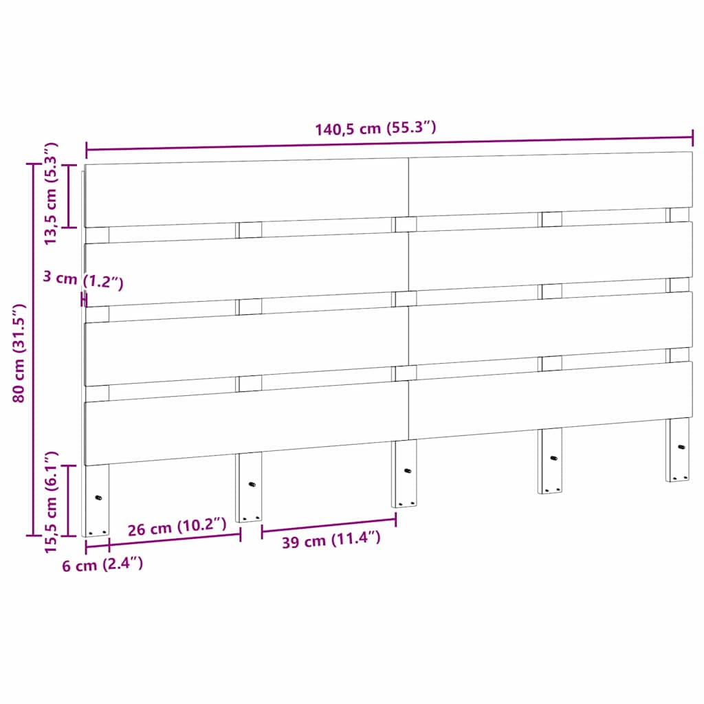 Tête de lit Marron 140.5 x 3 x 80 cm Bois massif en pin - XIOS