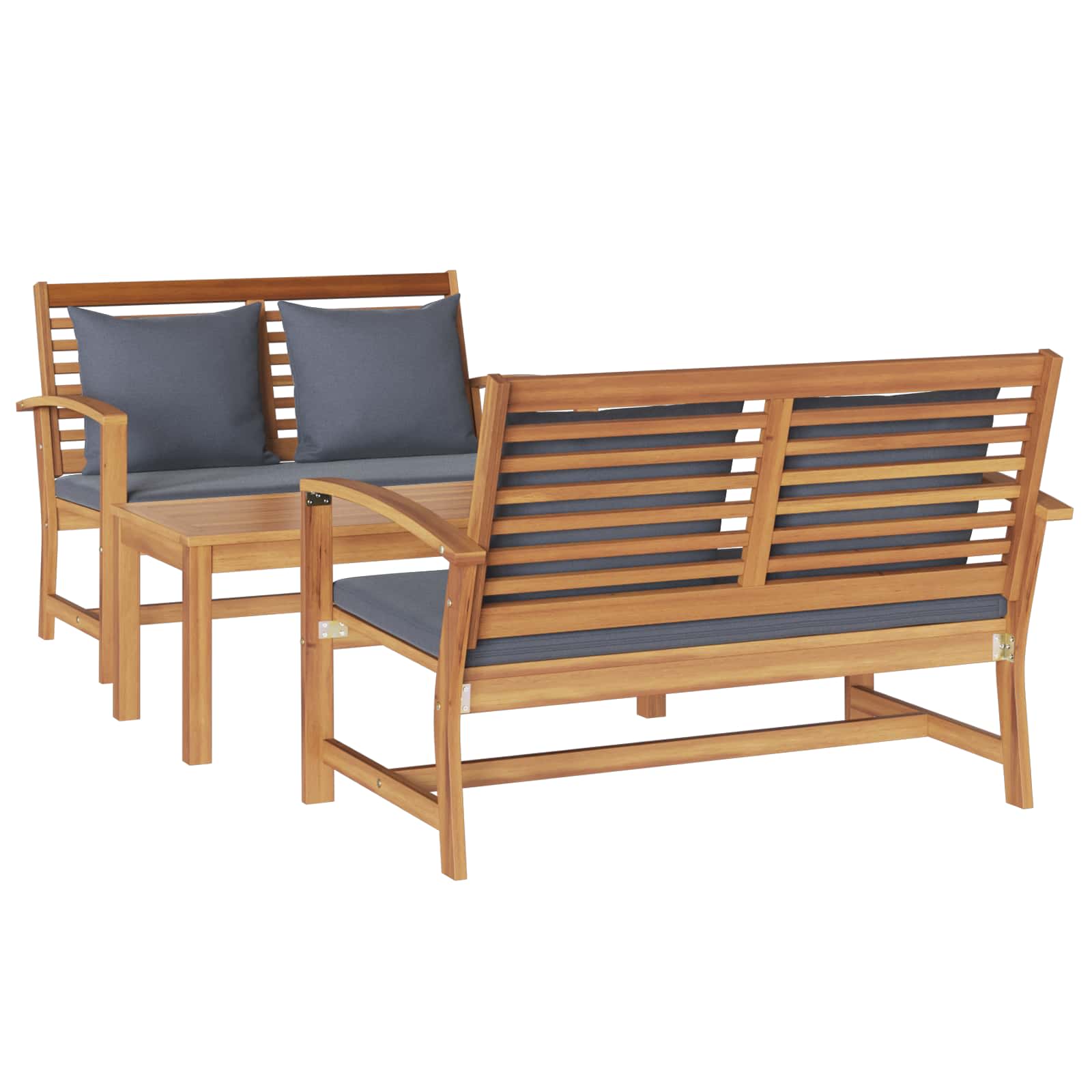 Ensemble de canapé de jardin 3 pcs Naturel Bois de teck massif - XIOS