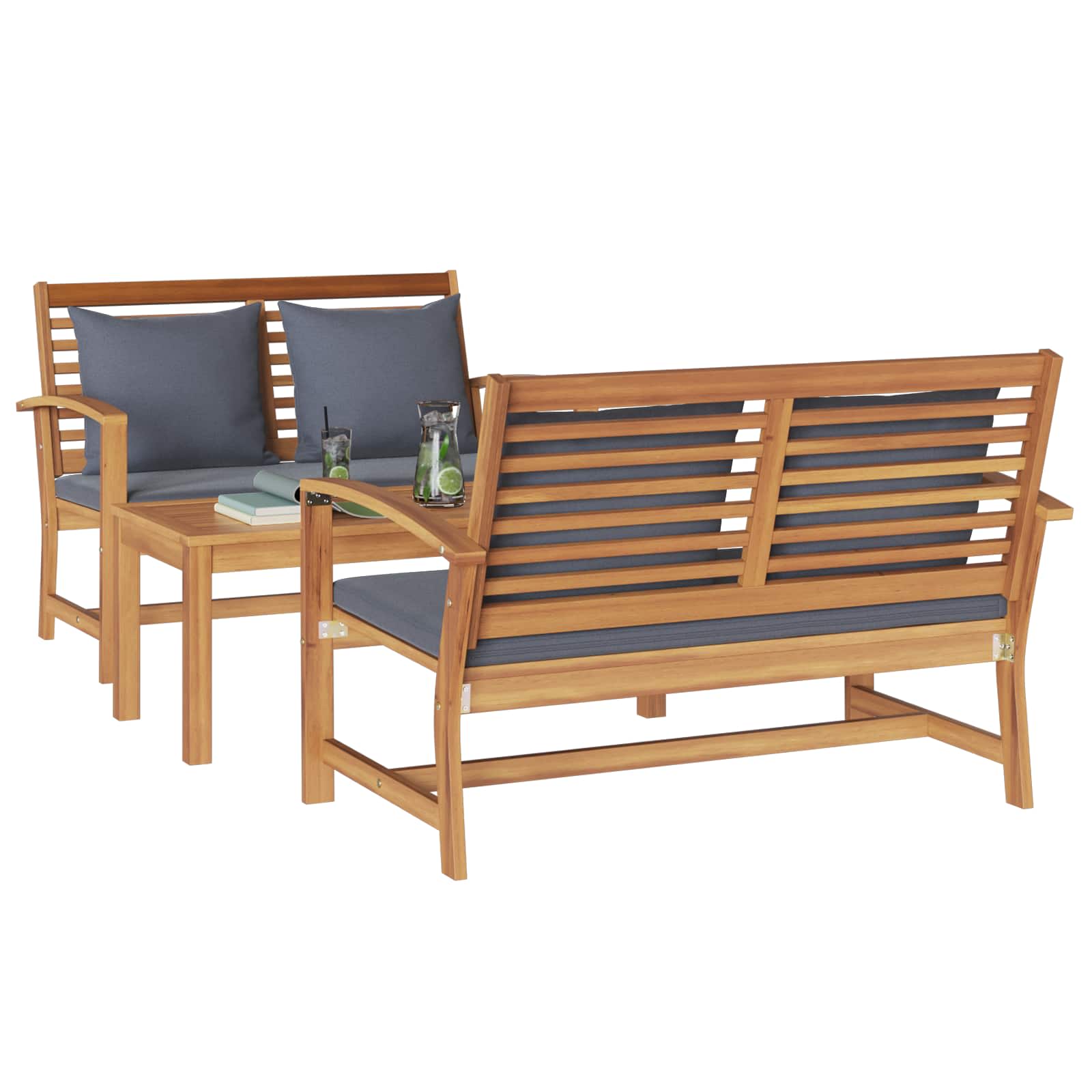 Ensemble de canapé de jardin 3 pcs Naturel Bois de teck massif - XIOS