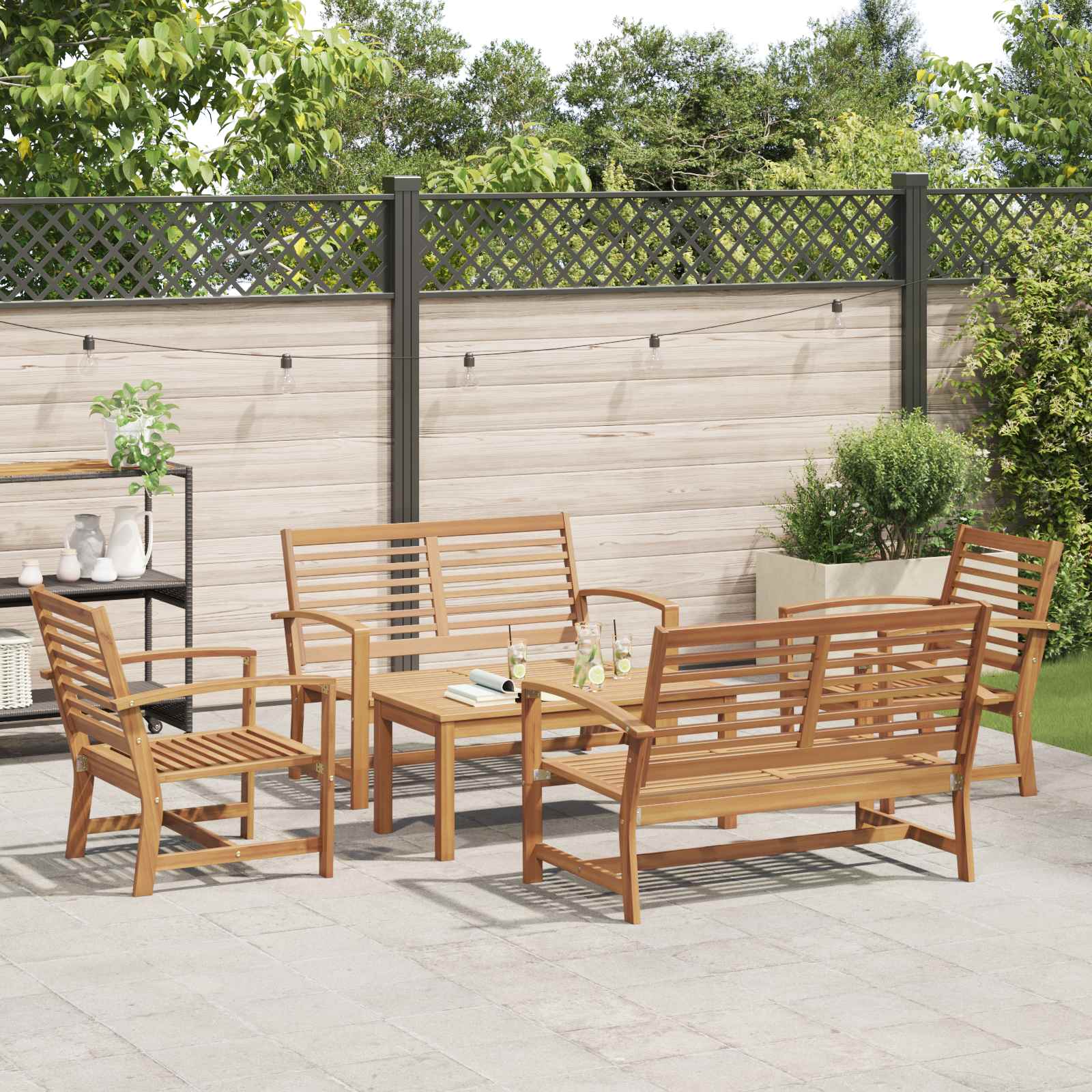 Ensemble de canapé de jardin 5 pcs Naturel Bois de teck massif - XIOS