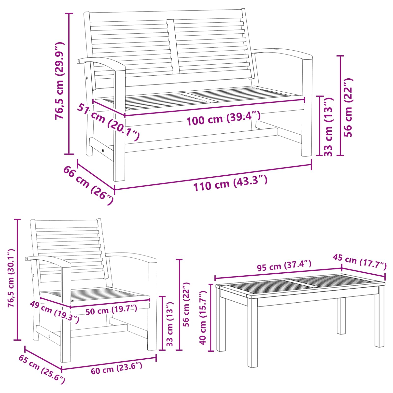 Ensemble de canapé de jardin 5 pcs Naturel Bois de teck massif - XIOS