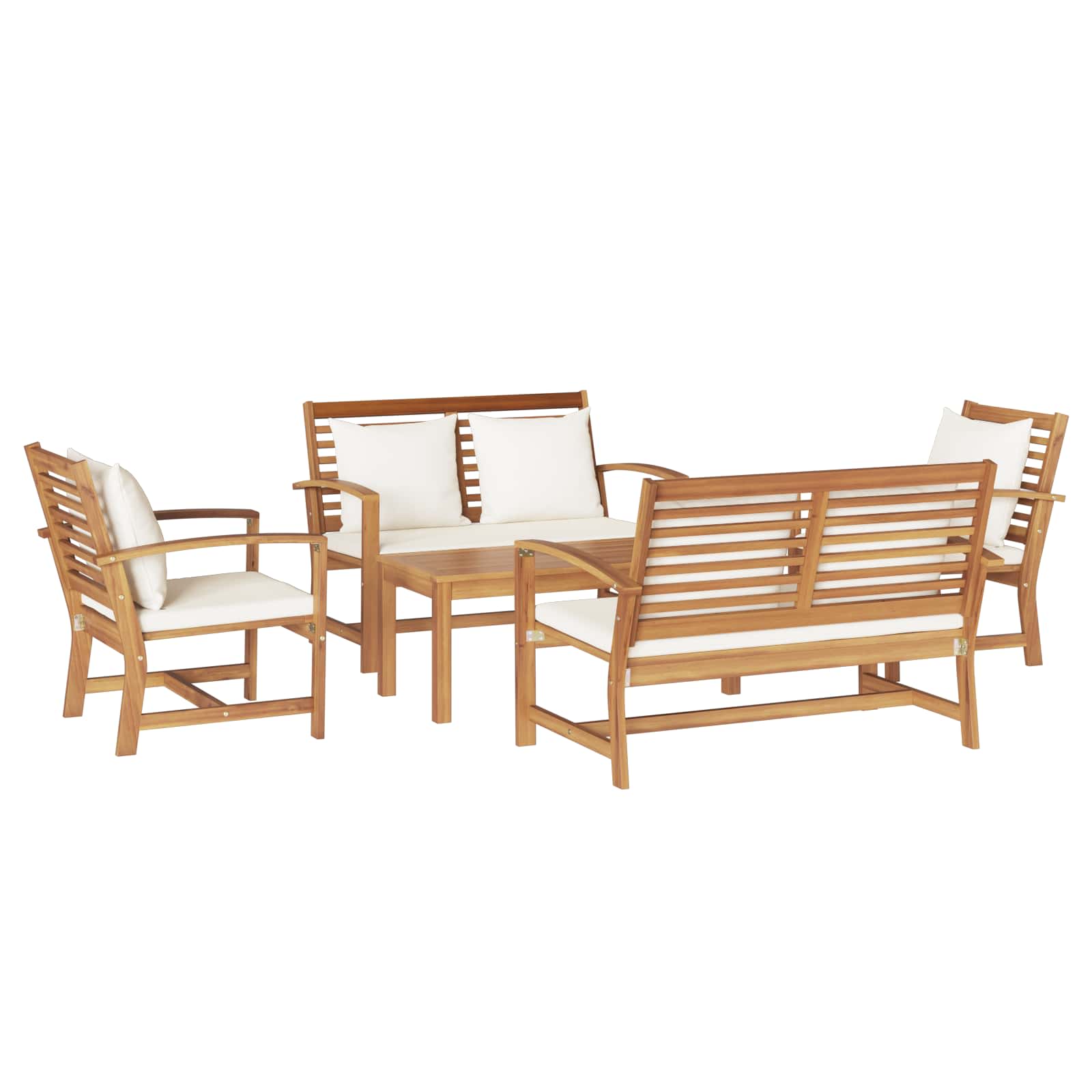 Ensemble de canapé de jardin 5 pcs Naturel Bois de teck massif - XIOS