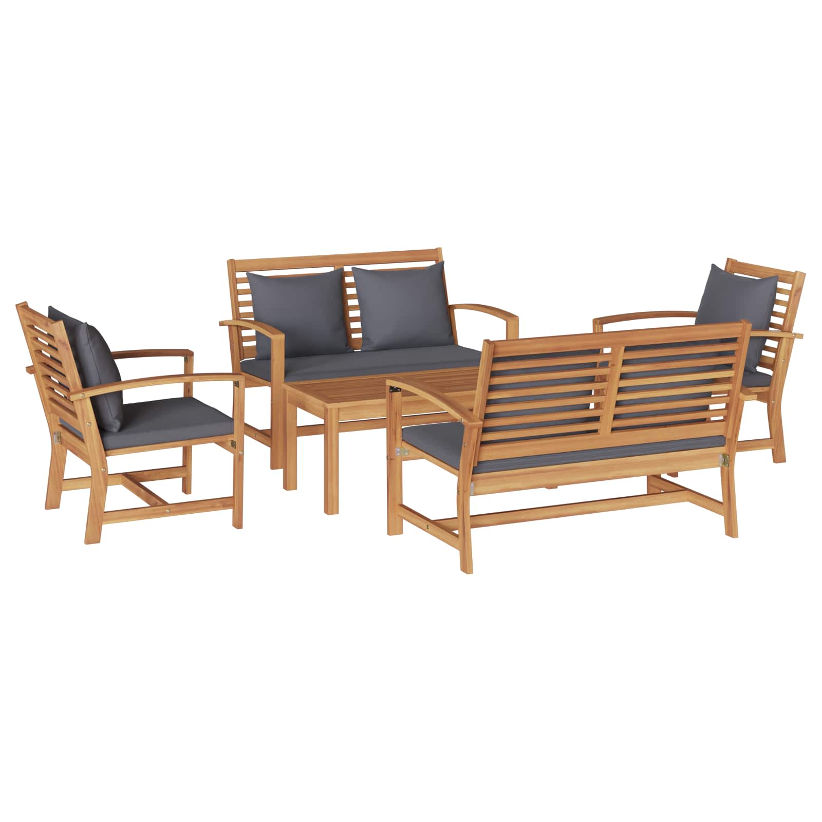 Ensemble de canapé de jardin 5 pcs Naturel Bois de teck massif - XIOS