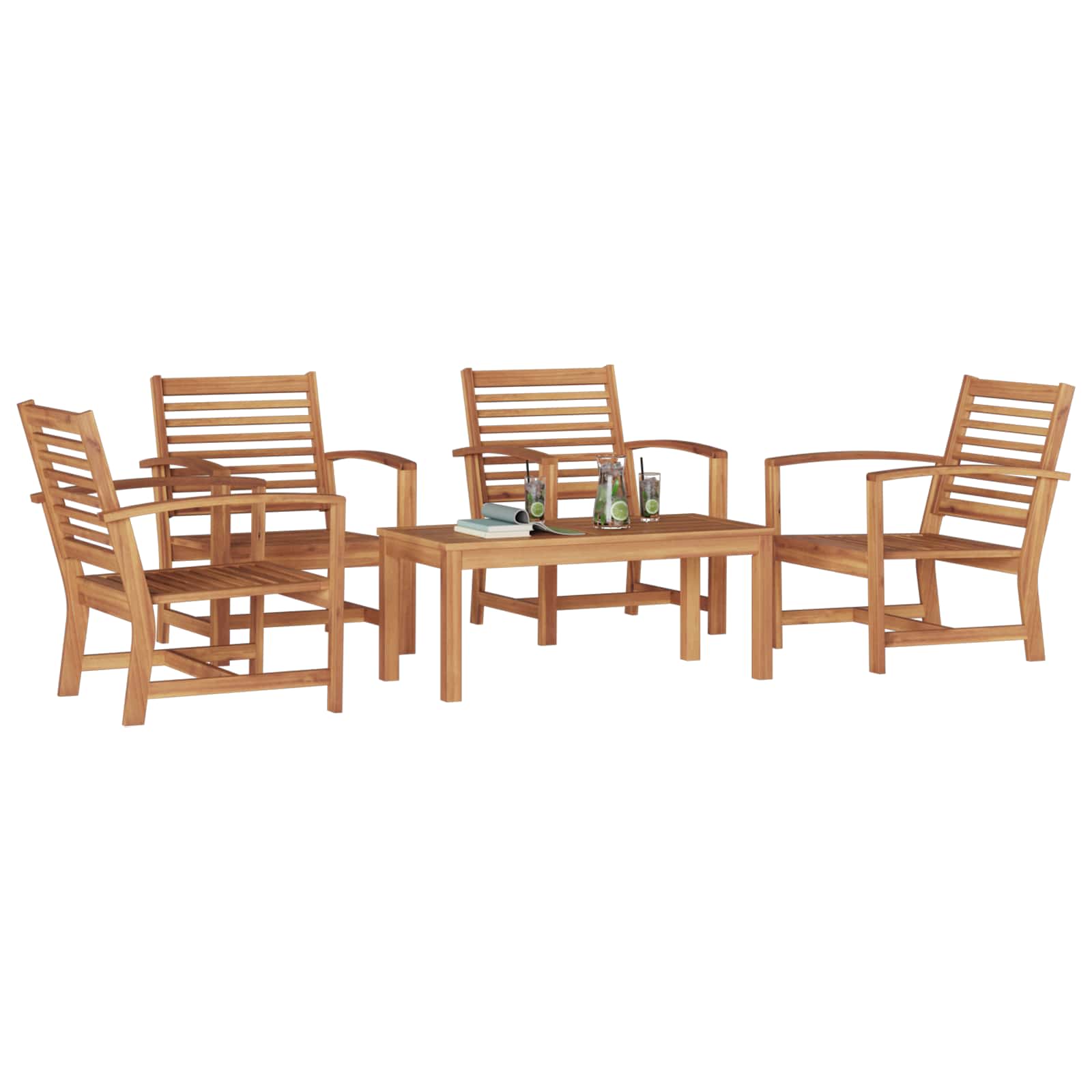Ensemble de canapé de jardin 5 pcs Naturel Bois de teck massif - XIOS