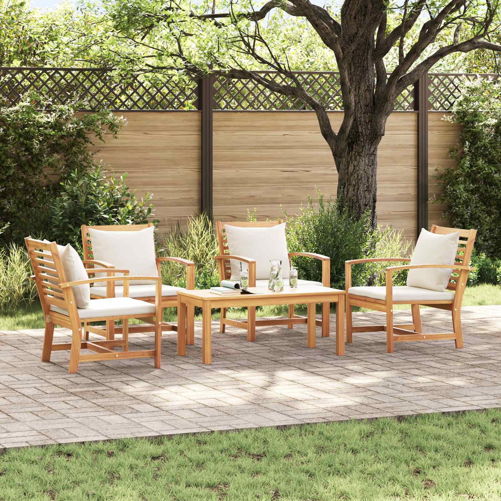 Ensemble de canapé de jardin 5 pcs Naturel Bois de teck massif - XIOS