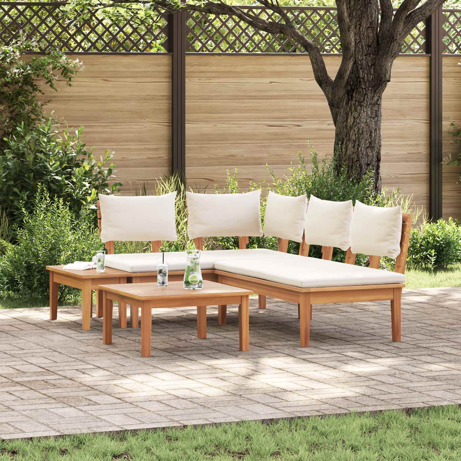 Ensemble de canapé de jardin 4 pcs Marron et Crème - XIOS