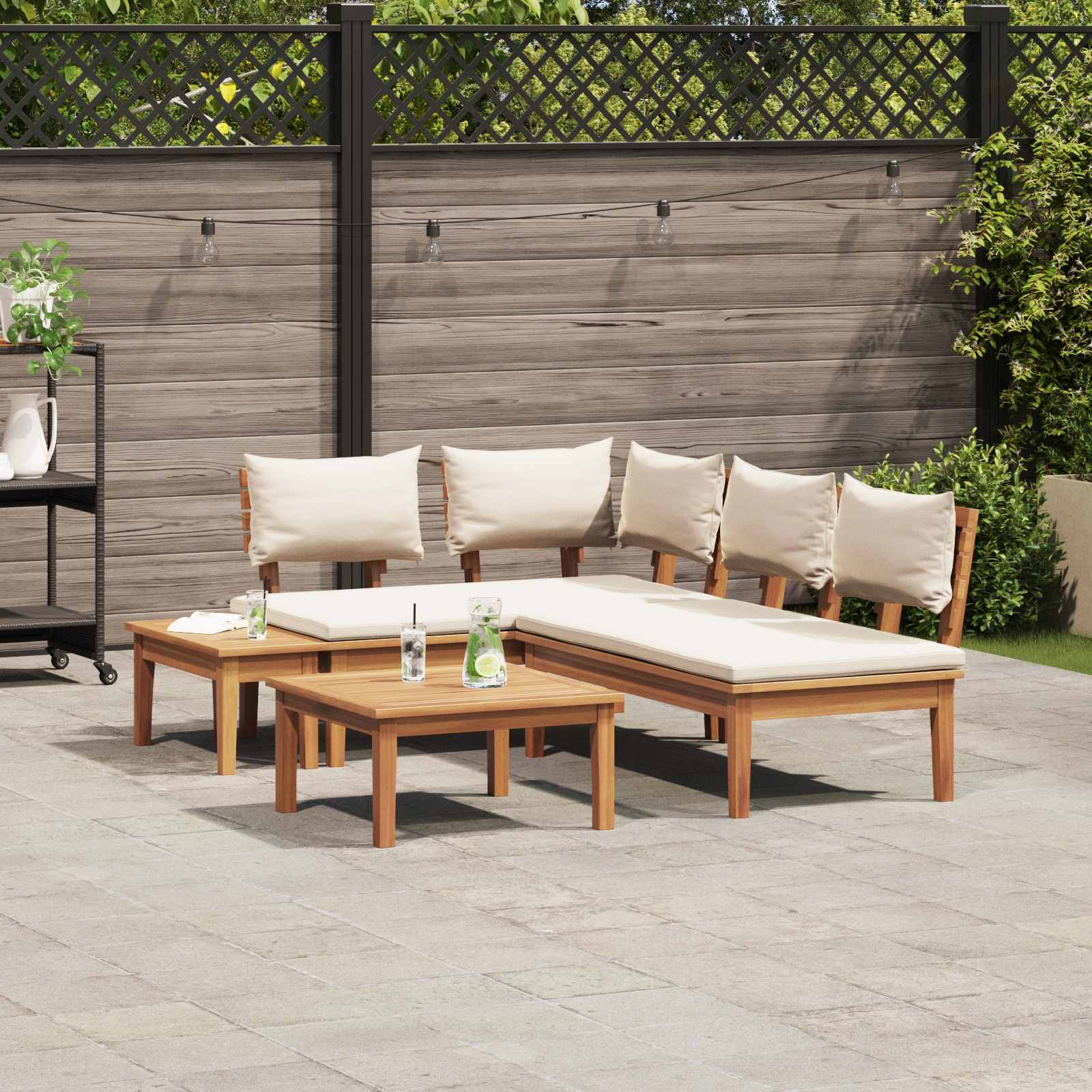 Ensemble de canapé de jardin 4 pcs Marron et Crème - XIOS