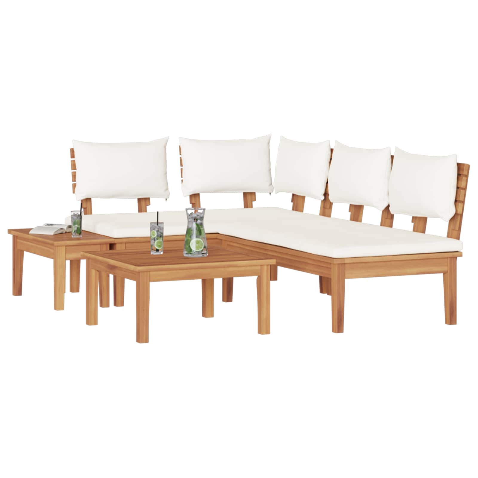 Ensemble de canapé de jardin 4 pcs Marron et Crème - XIOS