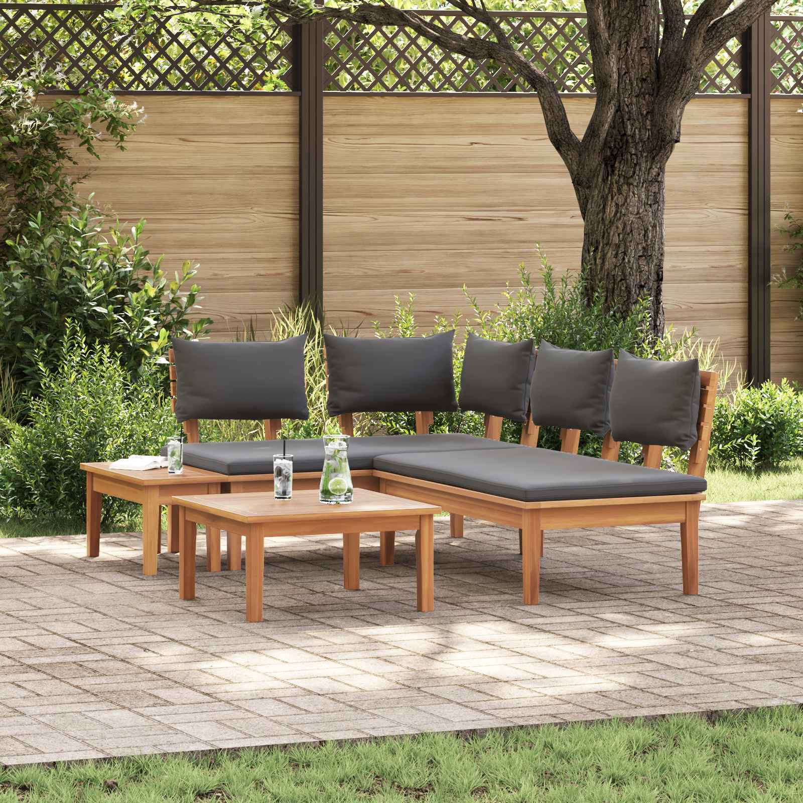 Ensemble de canapé de jardin 4 pcs Marron et gris - XIOS