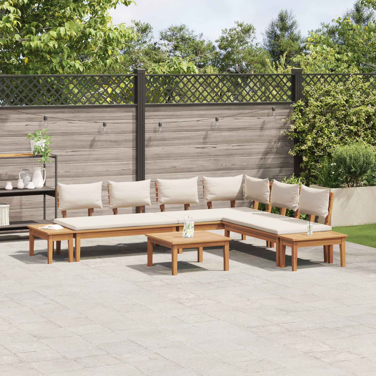 Ensemble de canapé de jardin 4 pcs Marron et Crème - XIOS