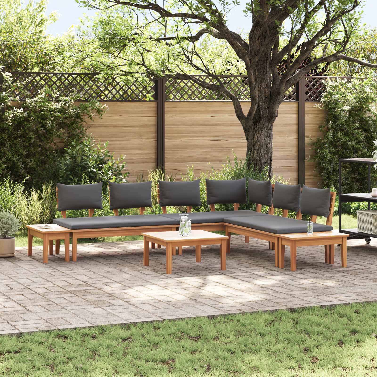 Ensemble de canapé de jardin 3 pcs Marron et gris - XIOS