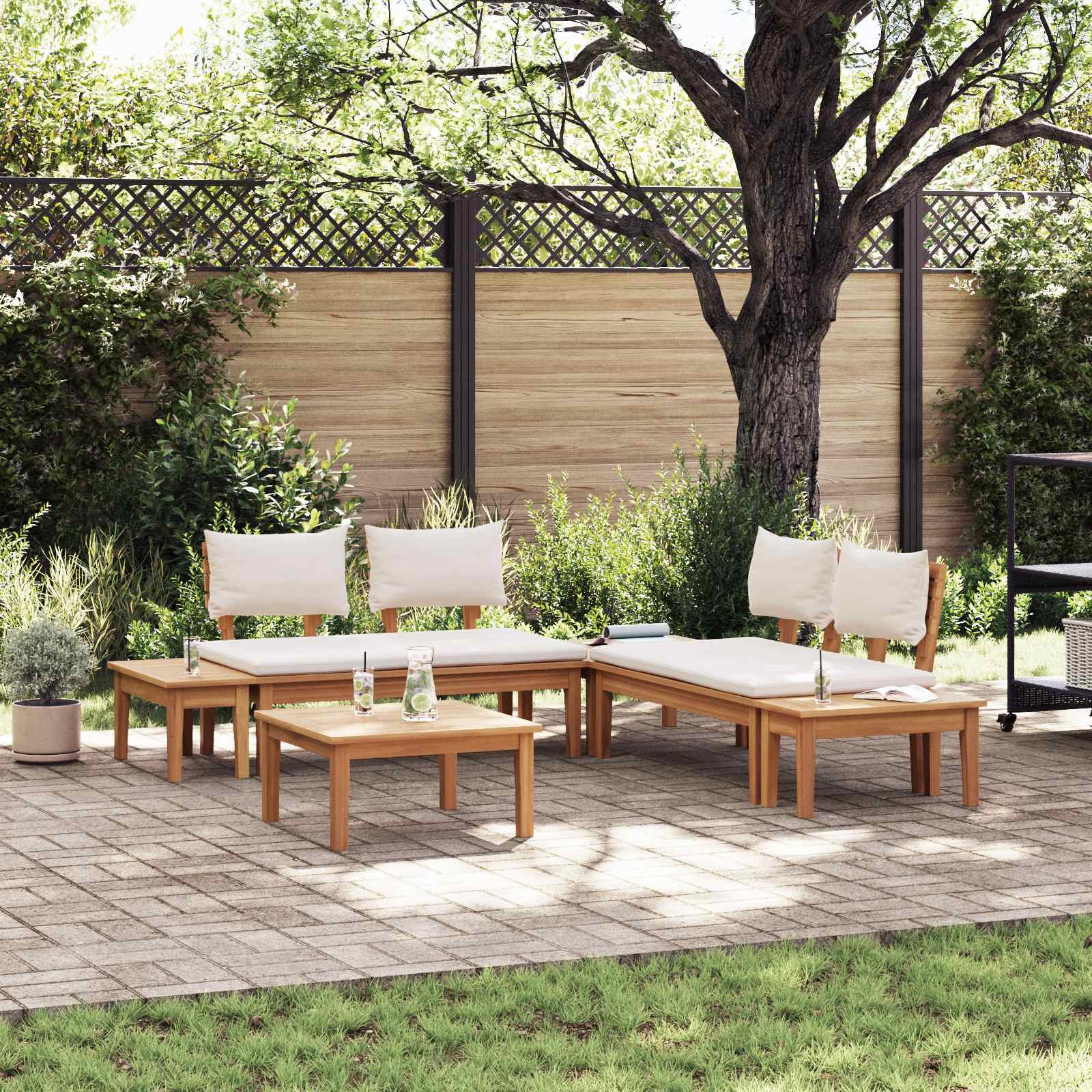 Ensemble de canapé de jardin 3 pcs Marron et Crème - XIOS