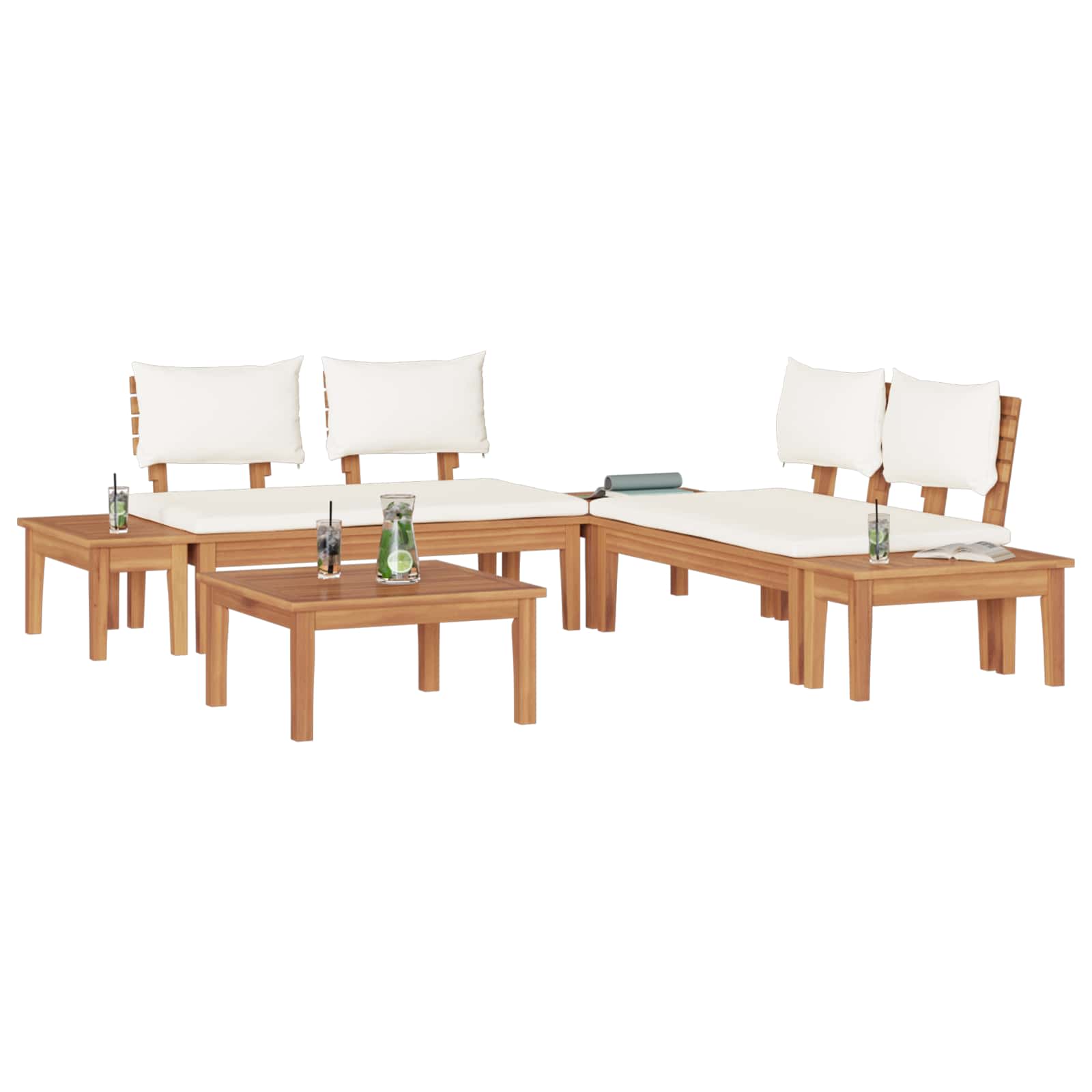 Ensemble de canapé de jardin 3 pcs Marron et Crème - XIOS