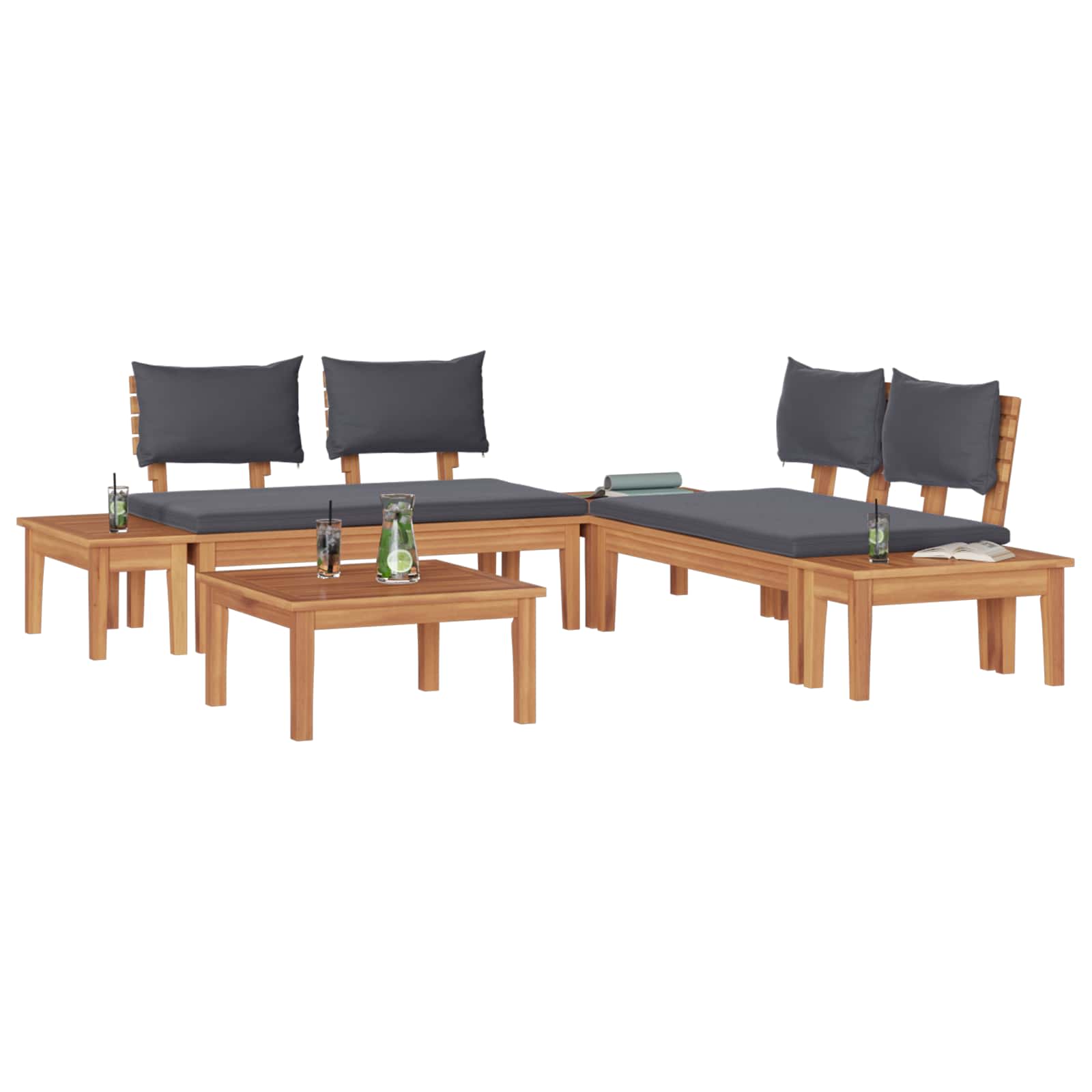 Ensemble de canapé de jardin 3 pcs Marron et gris - XIOS